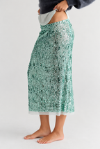 Party Trick Sequin Midi Slip Skirt