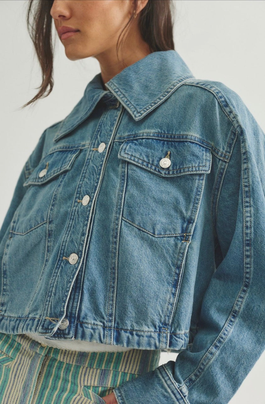 We The Free Side To Side Cropped Denim Jacket