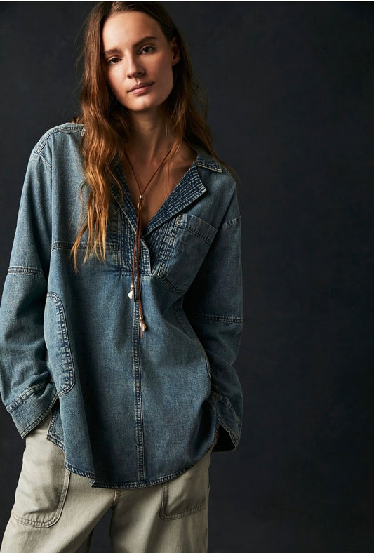 Free People Peyton Denim Pullover