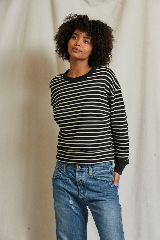 Perfect White Tee French Stripe Terry Pullover