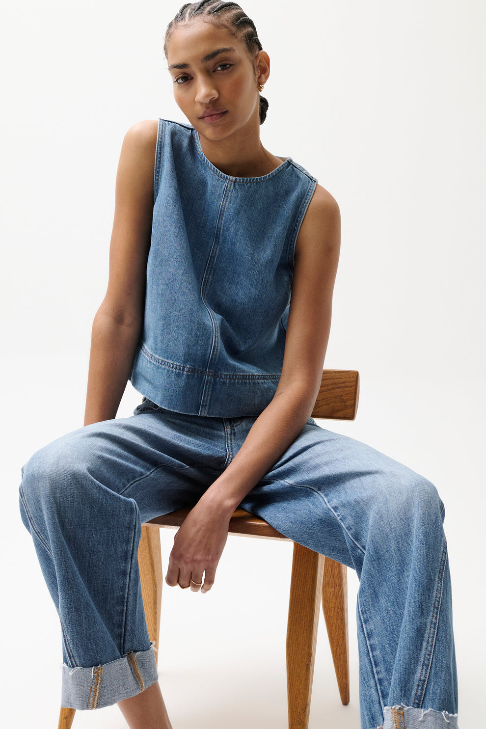 Kacey Mid Rise Cuffed Straight Leg