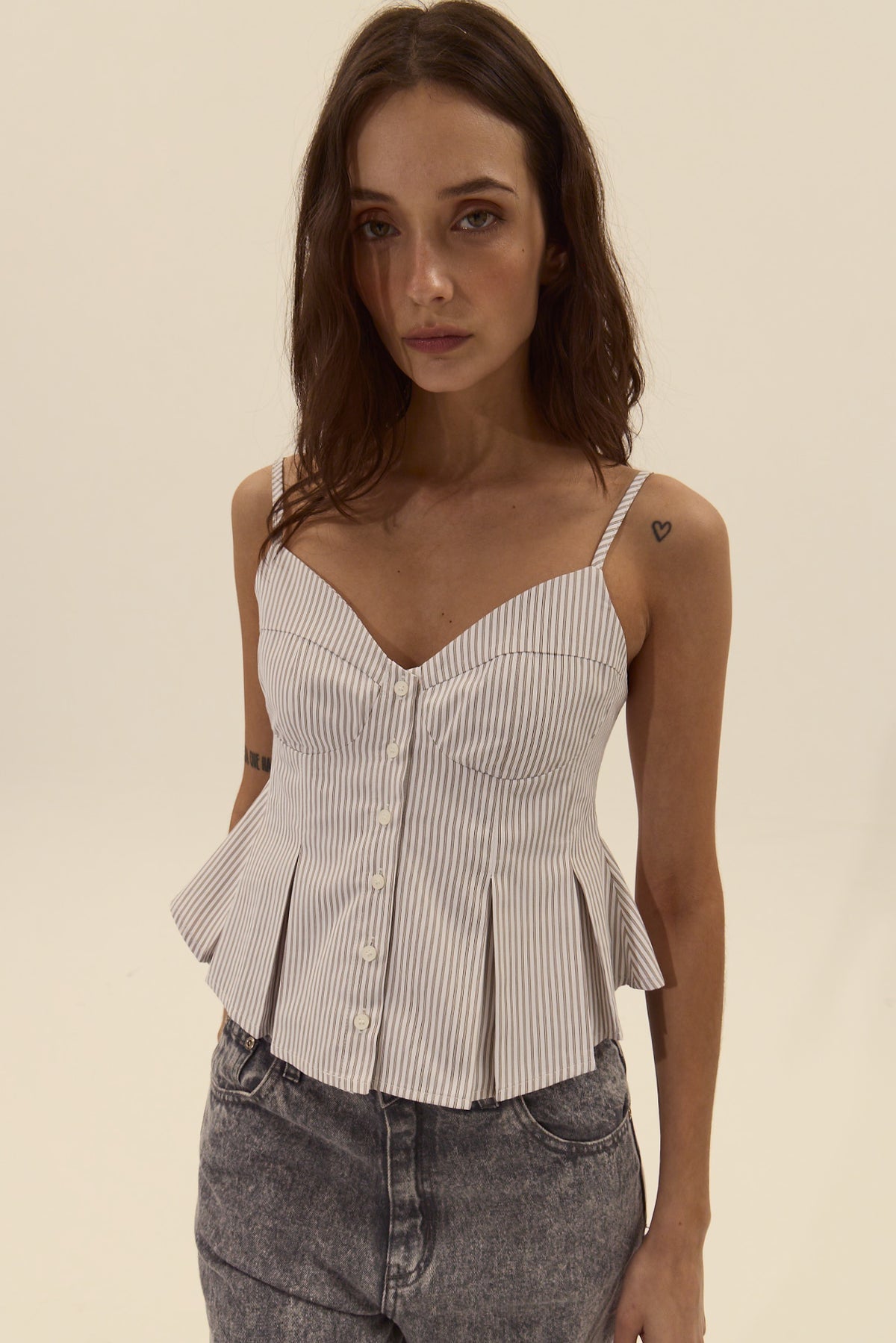 Corvo Striped Corset Peplum Top