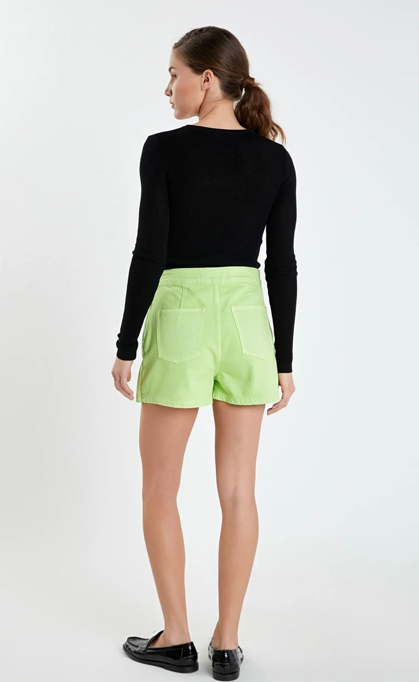 High-Waisted Denim Lime Skort