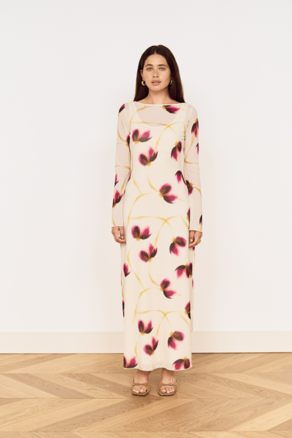 Emery Mesh Floral Midi