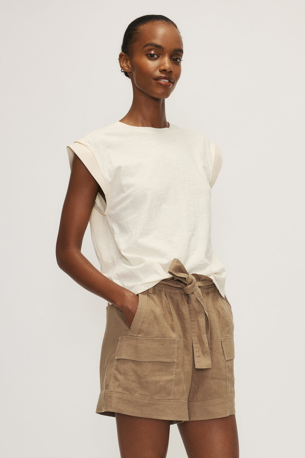 Francesca Leather Trim Muscle Tank