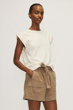 Francesca Leather Trim Muscle Tank