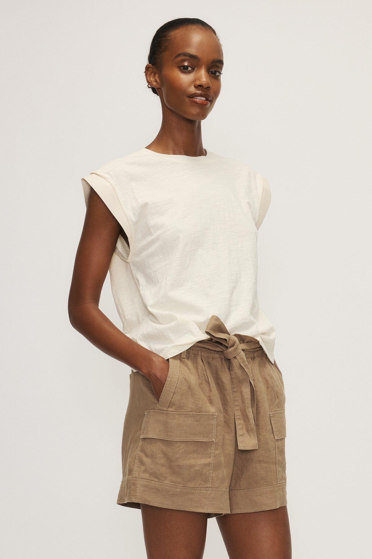 Francesca Leather Trim Muscle Tank