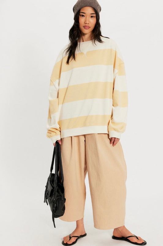 We The Free Classic Striped Oversized Crewneck