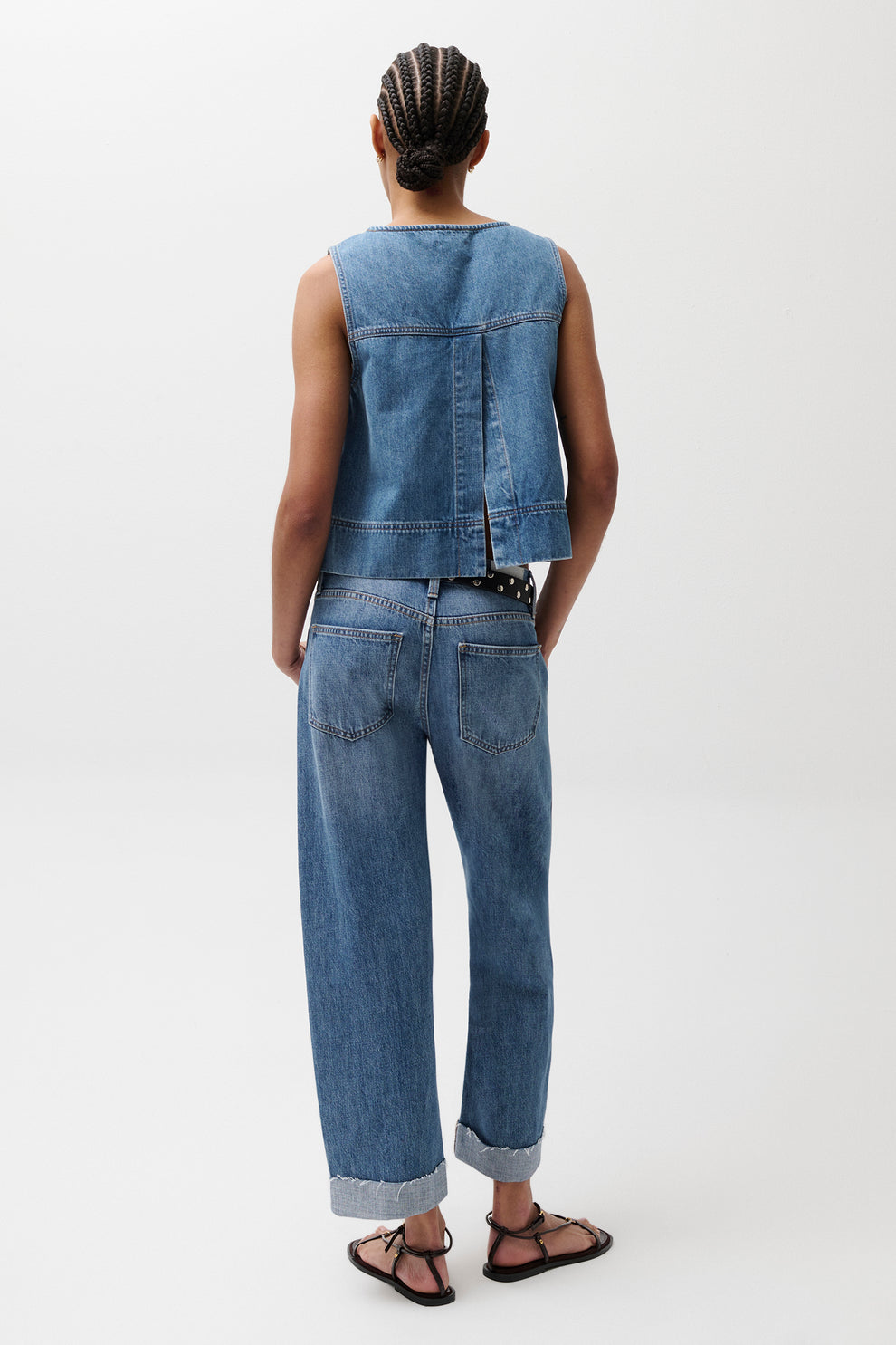 Kacey Mid Rise Cuffed Straight Leg