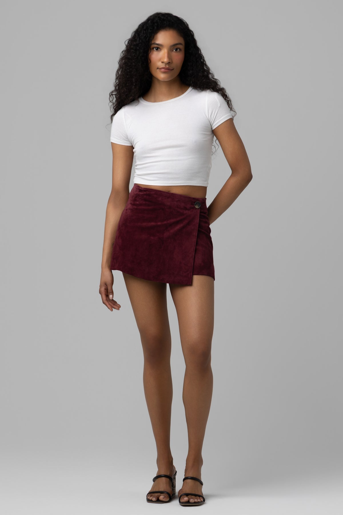 Wine O'Clock Suede Skort