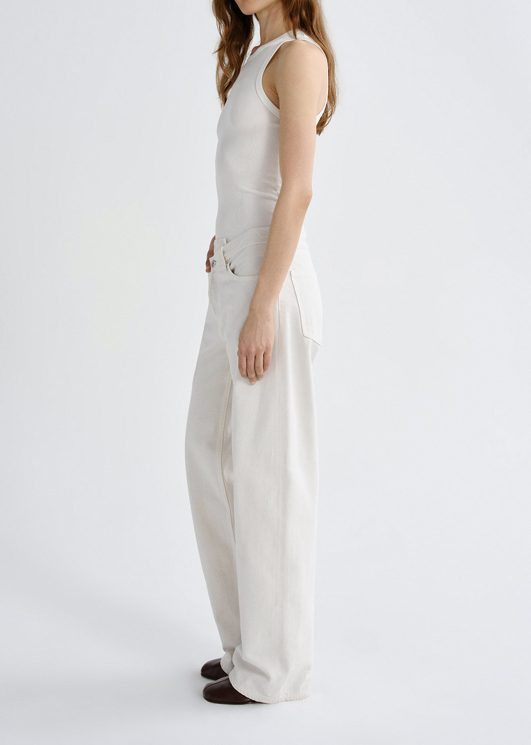 Agolde Arc Criss Cross Jean in Bone