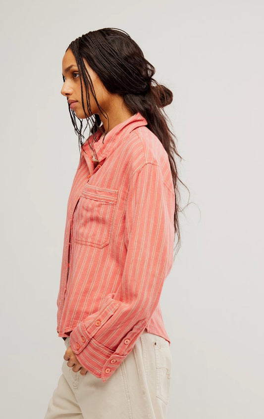 We The Free Striped Laurel Linen Button Down