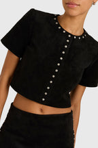 Braswell Suede Studded Top