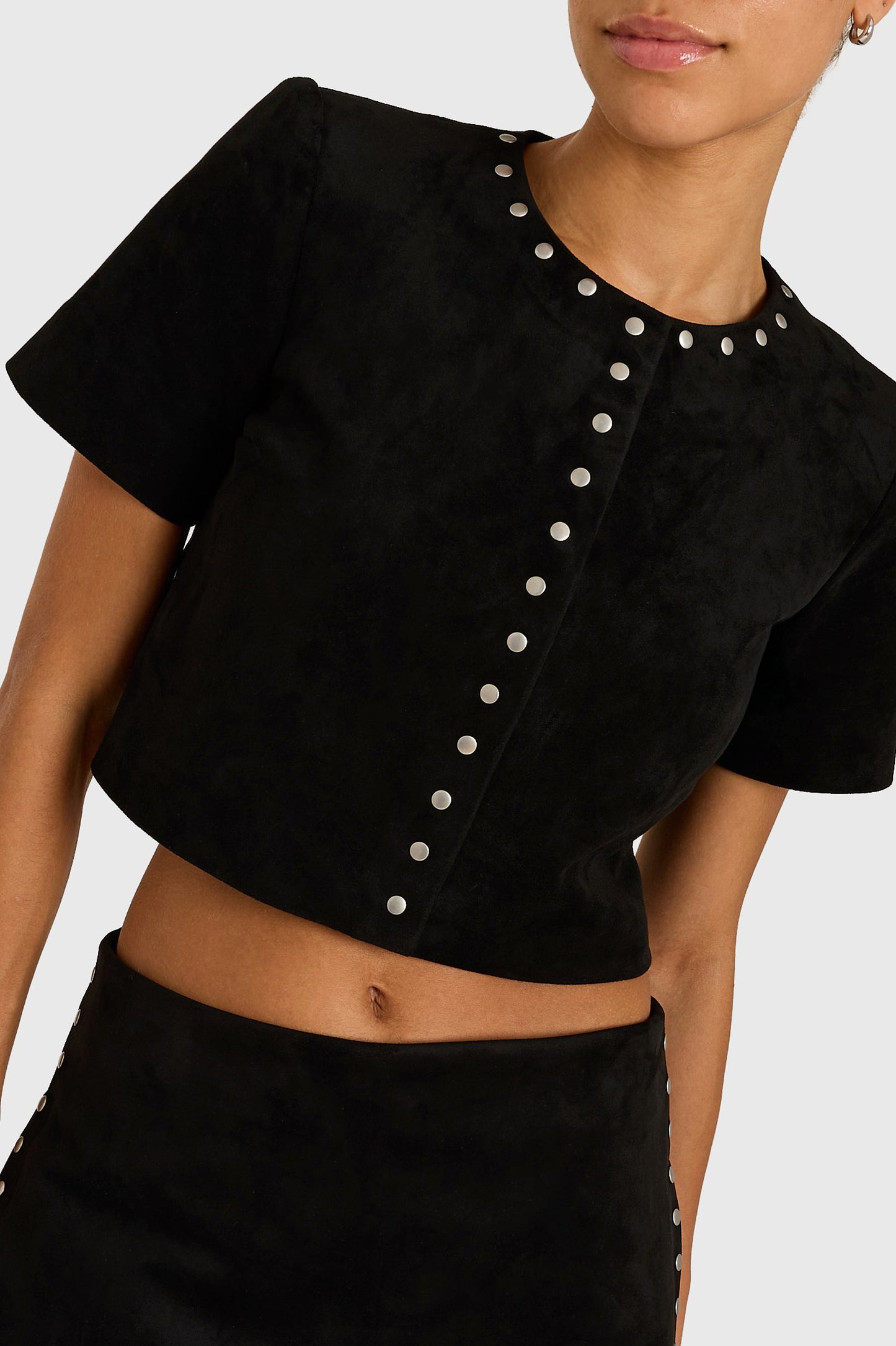 Braswell Suede Studded Top