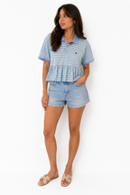 Blue Stripe Bunny Polo