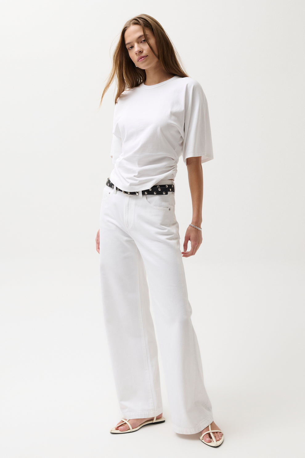 Jadyn Low Slung Palazzo Jean-Vivid White