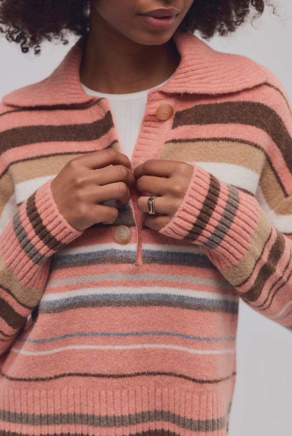 Trading Up Stripe Polo in Peach Combo