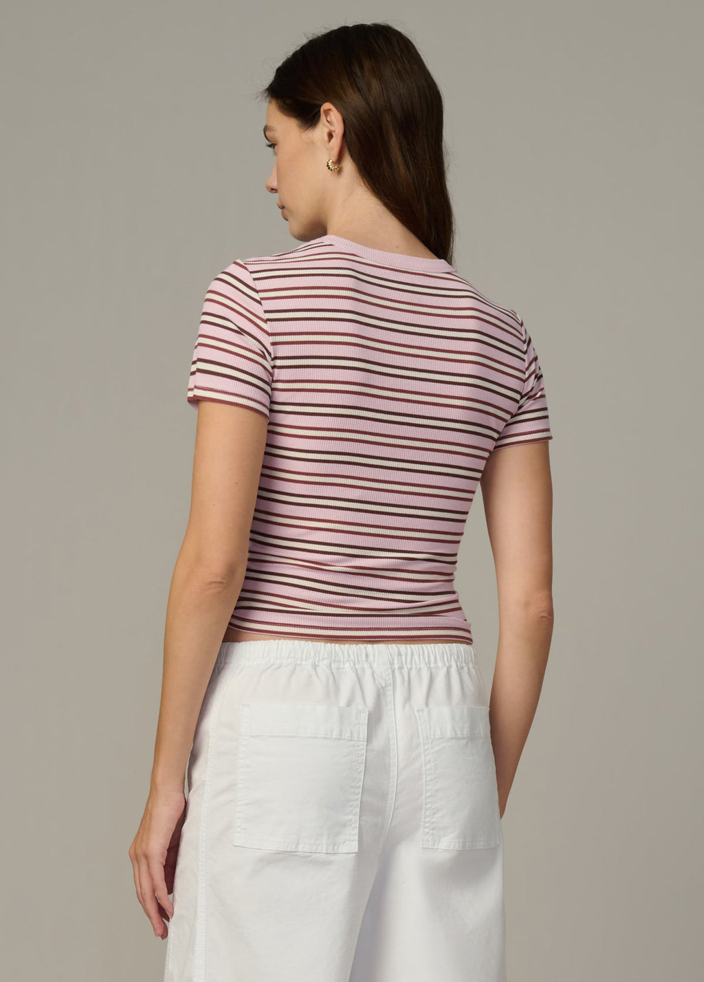 Joes Stripe Baby Tee- Blush