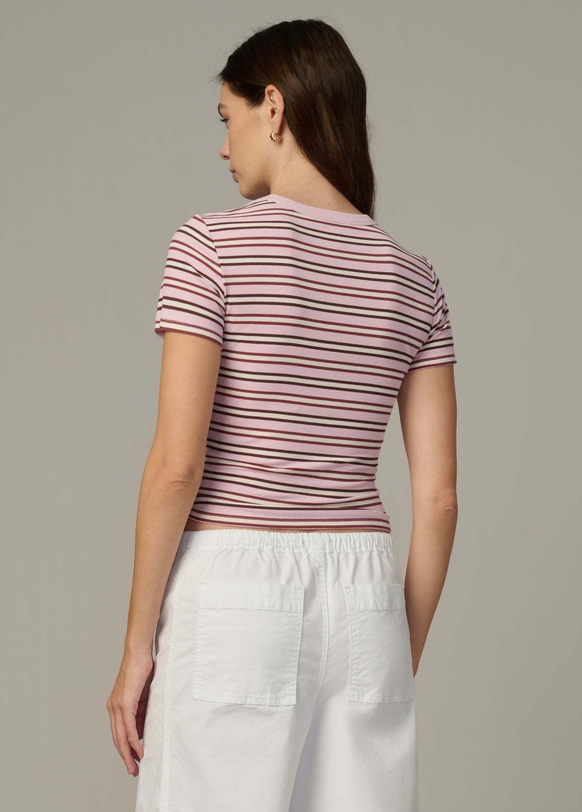 Joes Stripe Baby Tee- Blush
