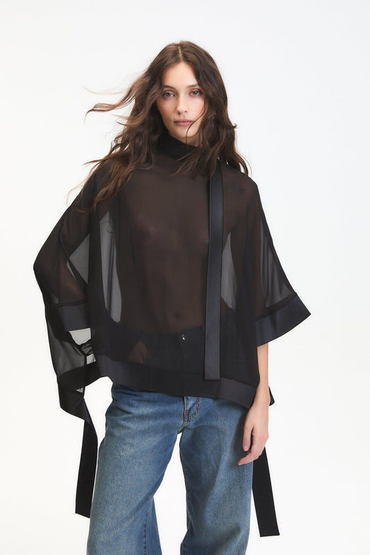 Carter Sheer Blouse in Black