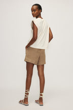 Francesca Leather Trim Muscle Tank
