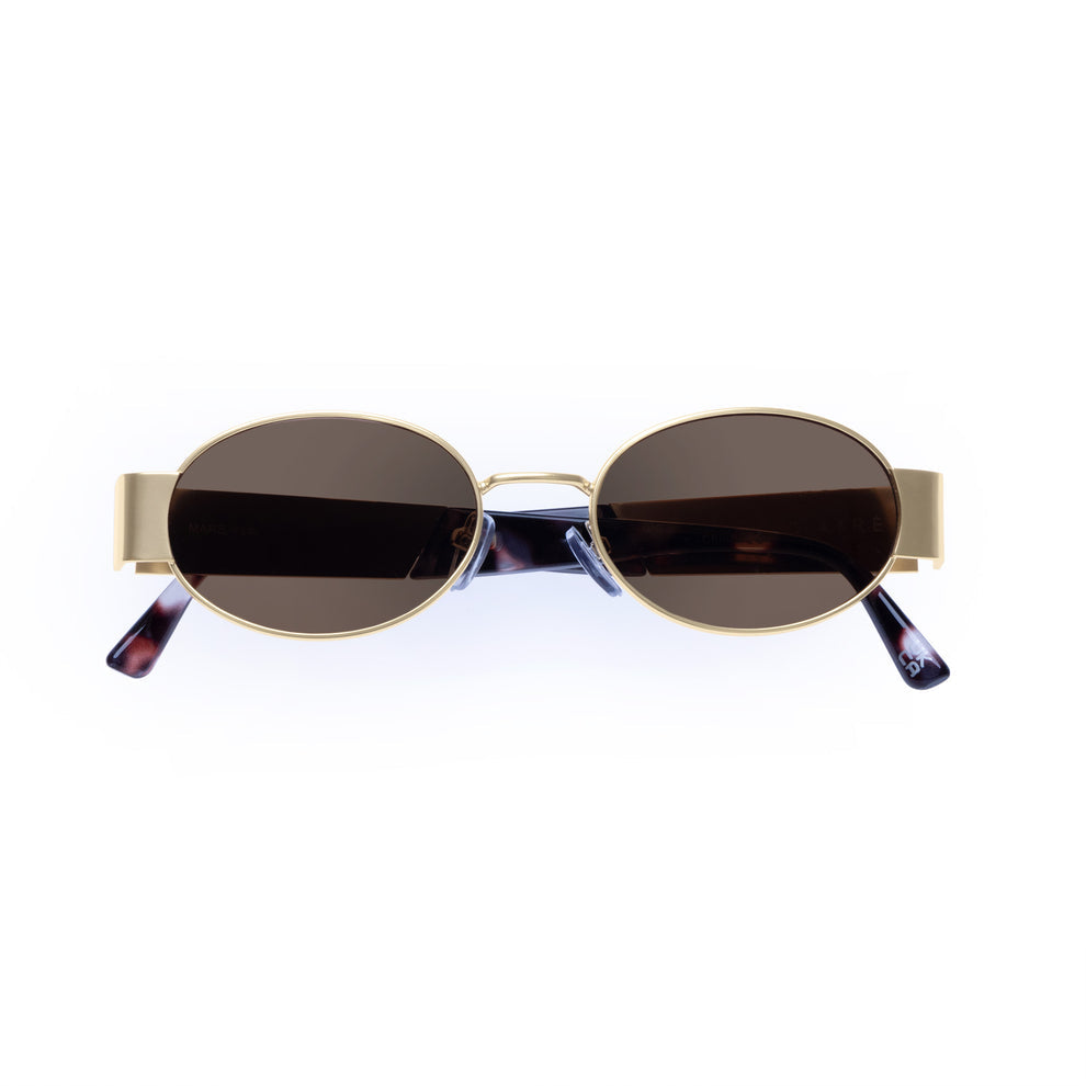 Mars-Satin Gold Vintage Tort Sunglasses