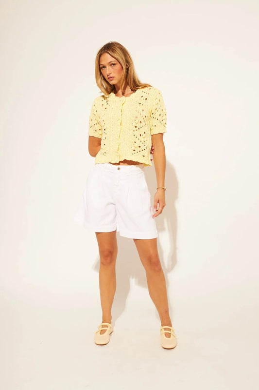 Lorenzo Short Sleeve Cardigan in Limonada