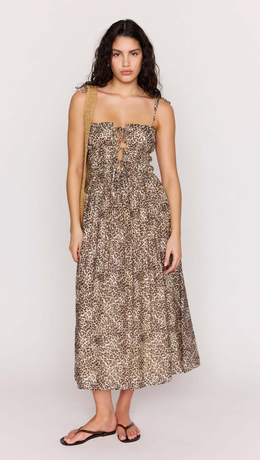 Tahlia Leopard Tie Front Midi Dress