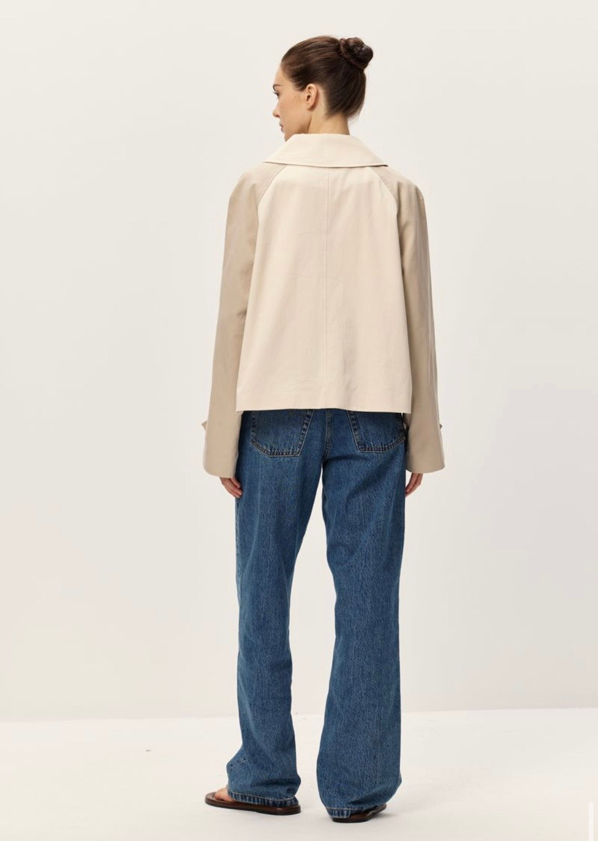 Two-Tone Beige Cropped Trench