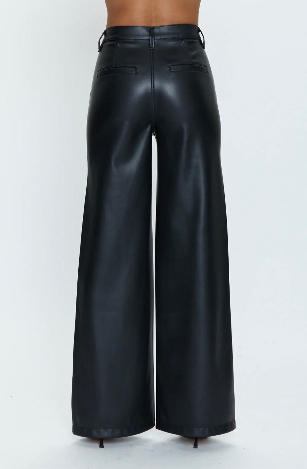 Lana Trouser High Rise Ultra Wide Leg Black Vegan Leather