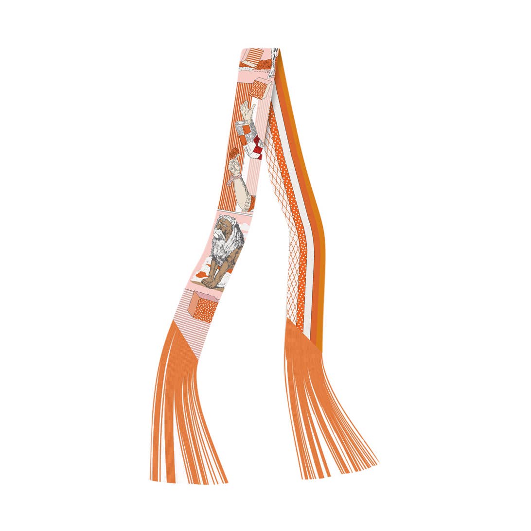 Frilly Scarf with Fringe (Orange, Purple and Black)