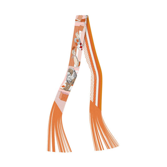 Frilly Scarf with Fringe (Orange, Purple and Black)
