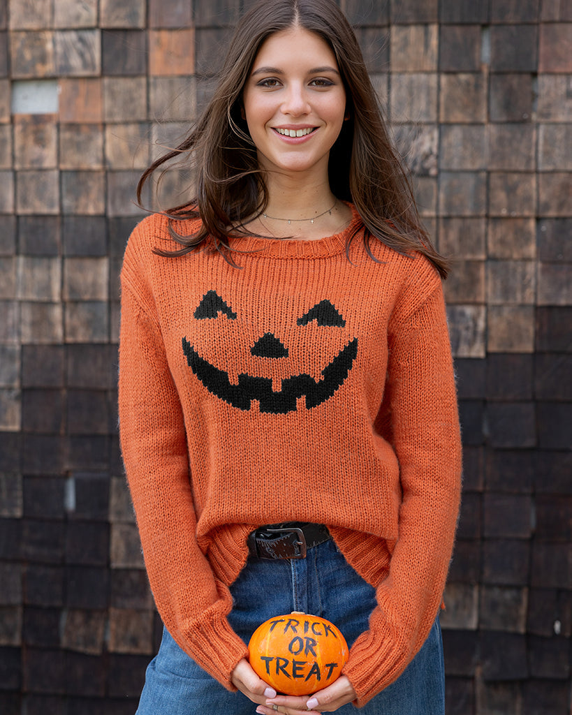 Jack-O-Lantern Crew Chunky Sweater