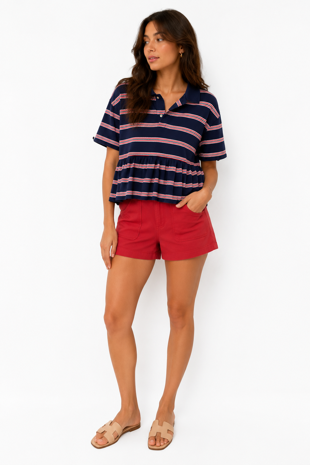 Navy Stripe Bunny Polo