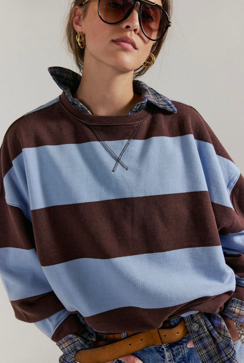 We The Free Classic Striped Oversized Crewneck