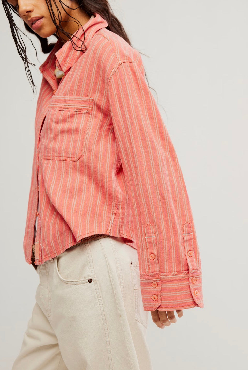 We The Free Striped Laurel Linen Button Down