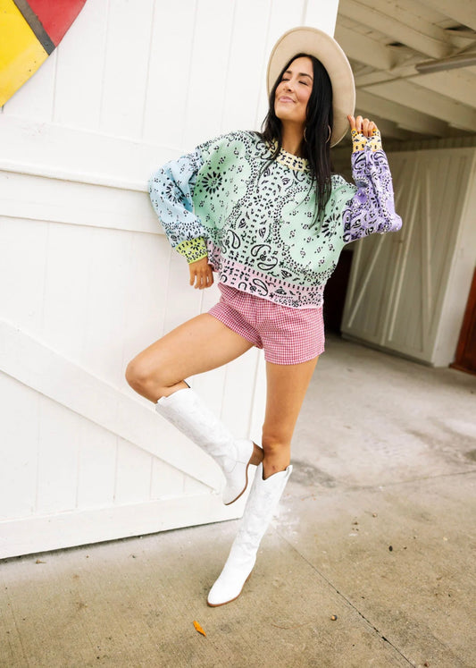 Queen of Sparkle Multi Colorblock Bandana Sweater