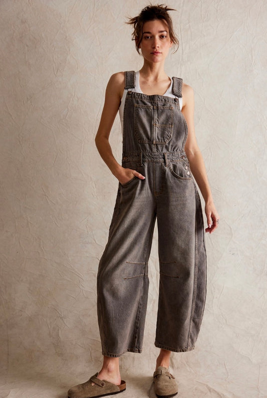 Free People Good Luck Barrel Overalls
