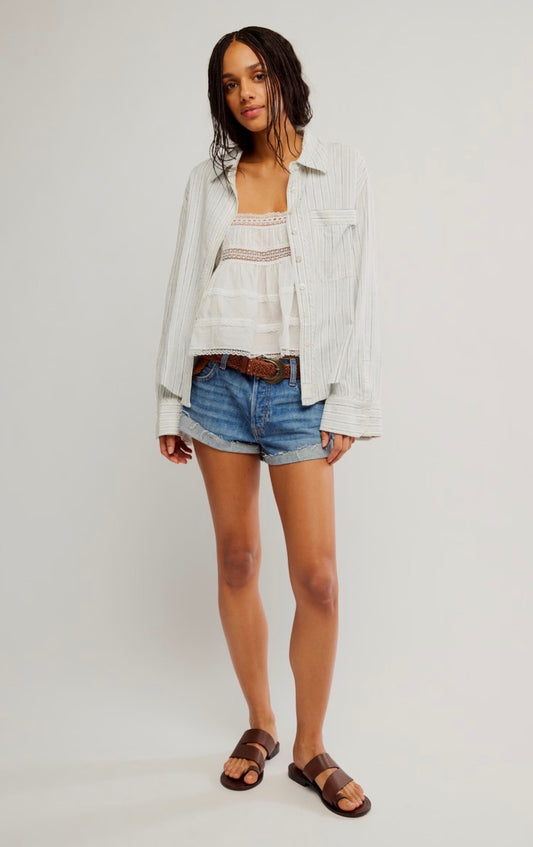 We The Free Striped Laurel Linen Button Down