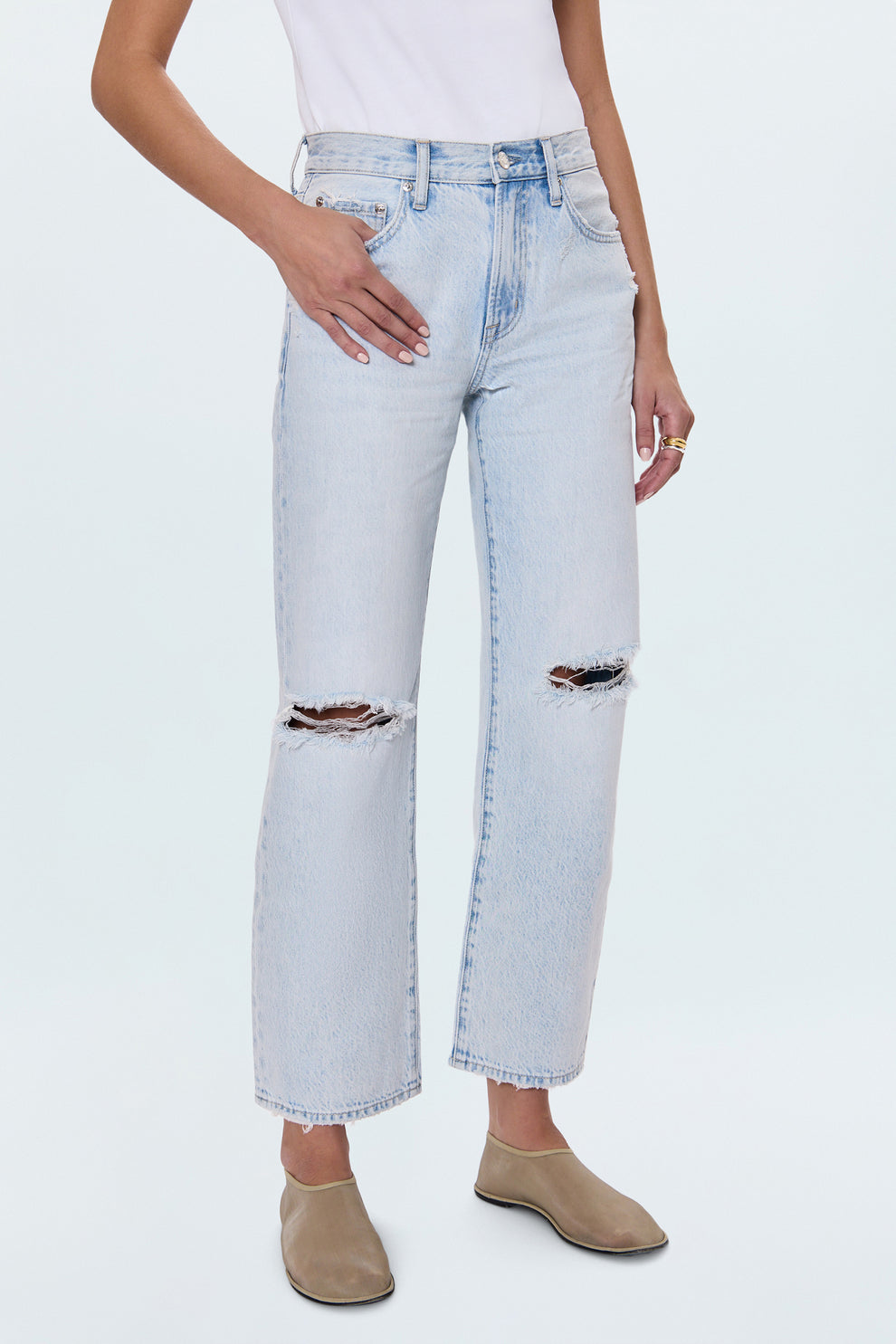 Pistola Lexi Mid Rise Bowed Straight Leg