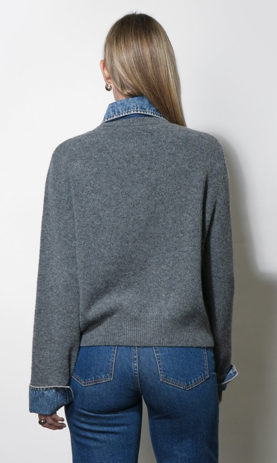 Romi Mixed Media Button Down Sweater