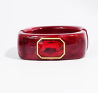 Marbled Resin Emerald-Cut Crystal Statement Bangle
