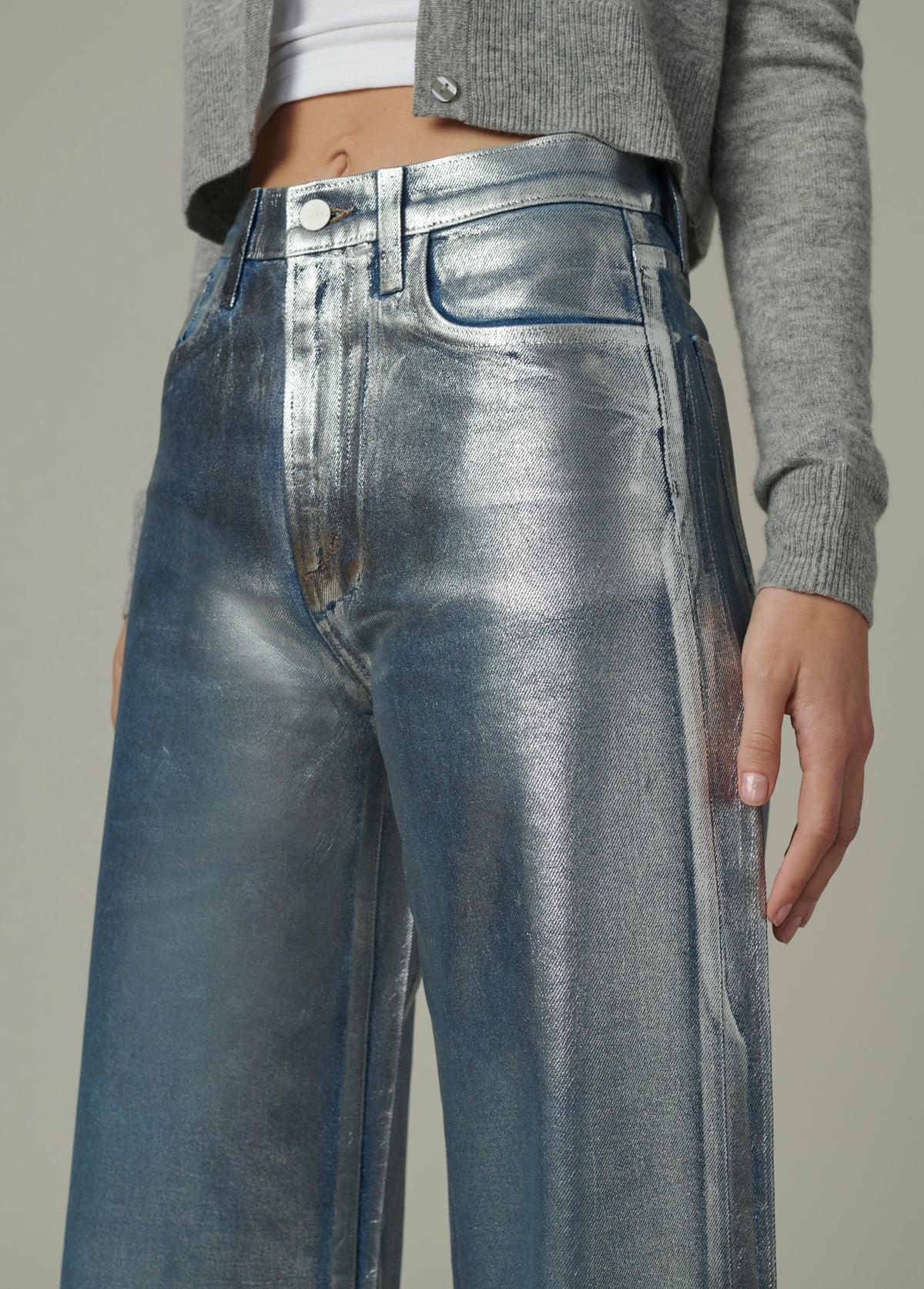 Mia High Rise Wide Leg Foil