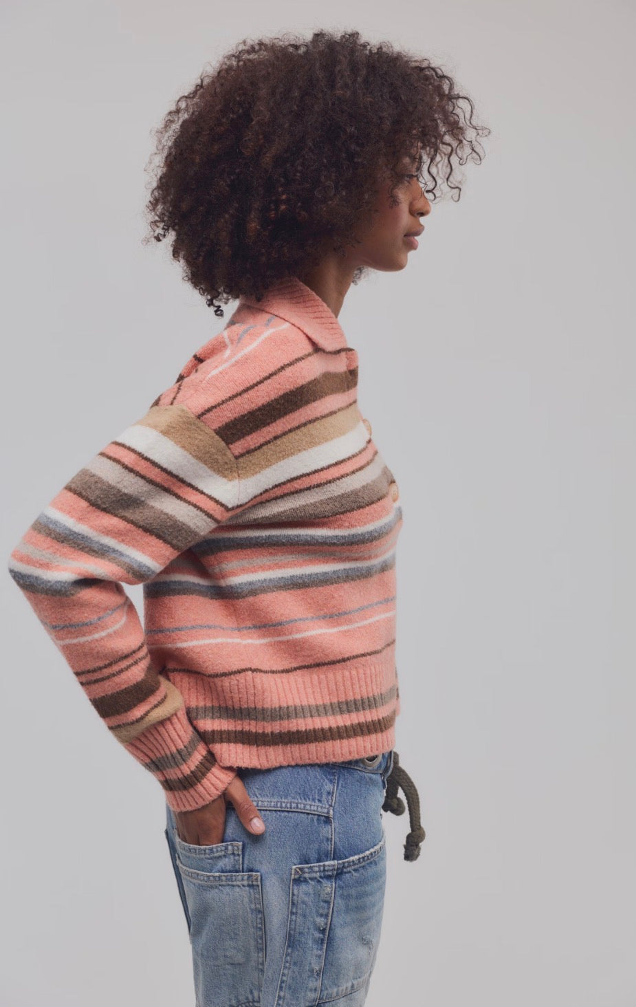 Trading Up Stripe Polo in Peach Combo
