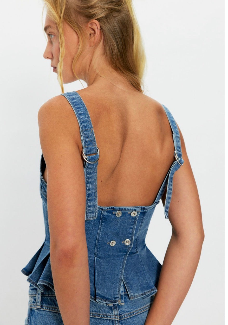 We The Free Sunfaded Denim Top