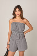 Gingham Check Strapless Top