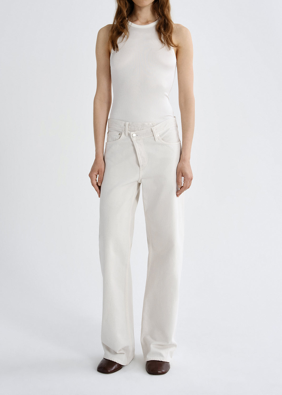 Agolde Arc Criss Cross Jean in Bone