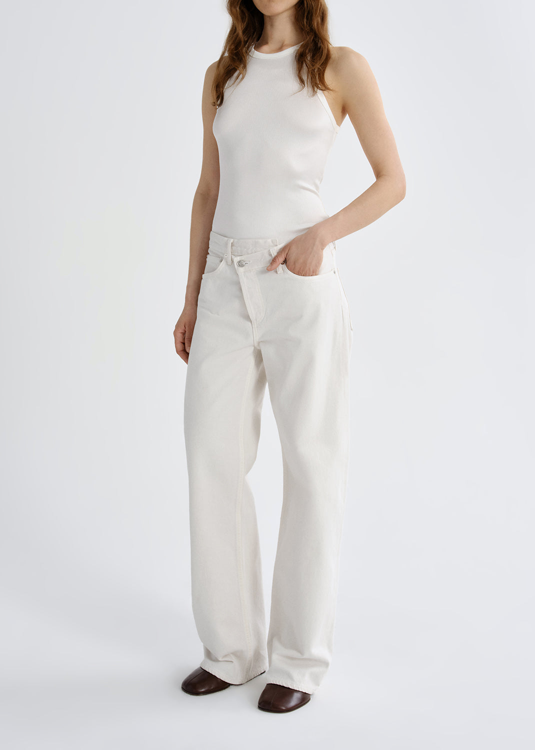 Agolde Arc Criss Cross Jean in Bone