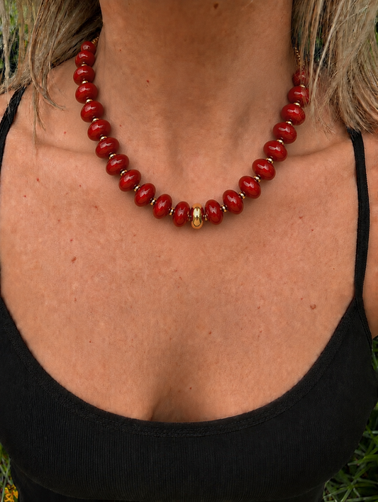 Evan Crimson Chunky Necklace