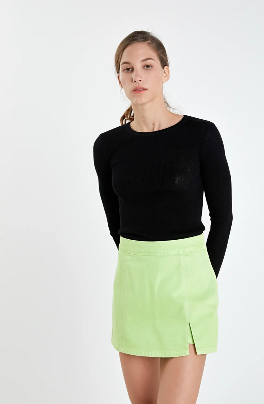 High-Waisted Denim Lime Skort